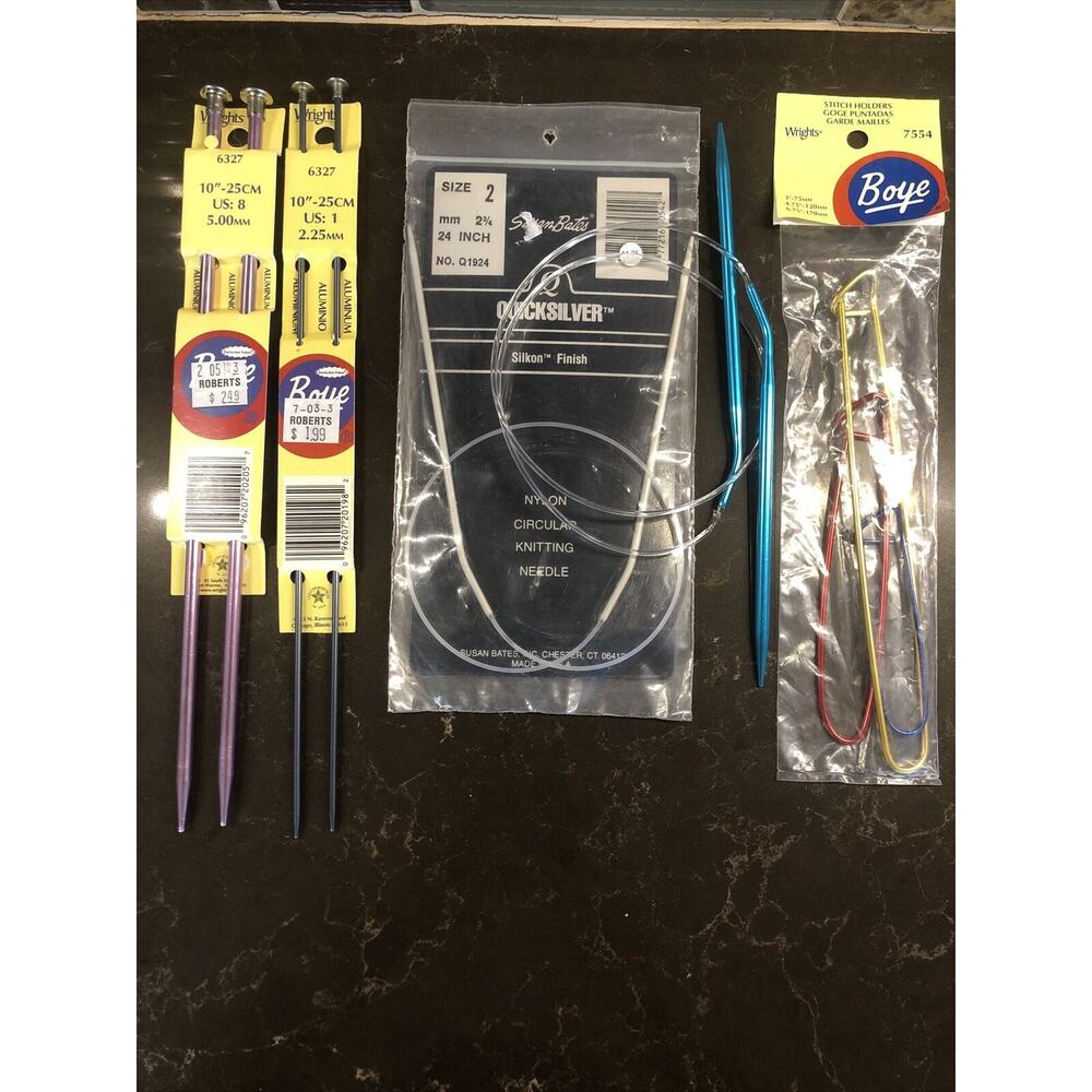 Bundle Susan Bates Quicksilver Circular 24”‎ US Size 2 + BOYE Knitting Needles